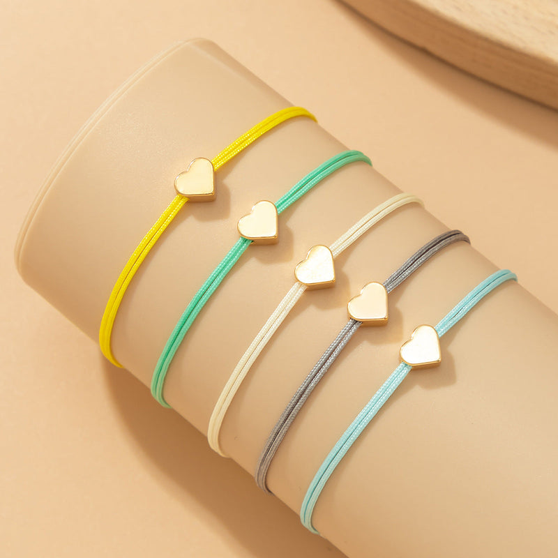 Colorful Drawstring Sweet Love Heart Bracelet