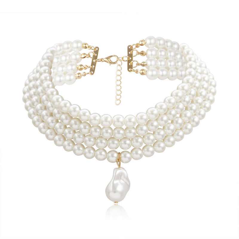 Multi Layer Baroque Pearl Choker Necklace for Women