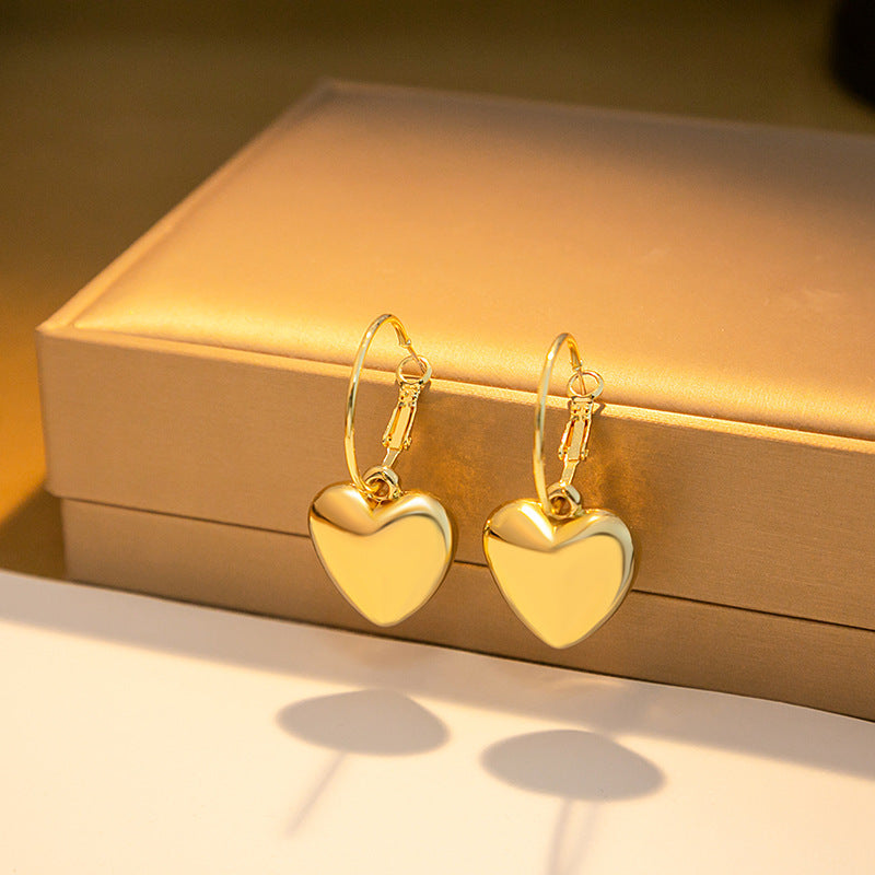 Love Heart Charm Hoop Earring