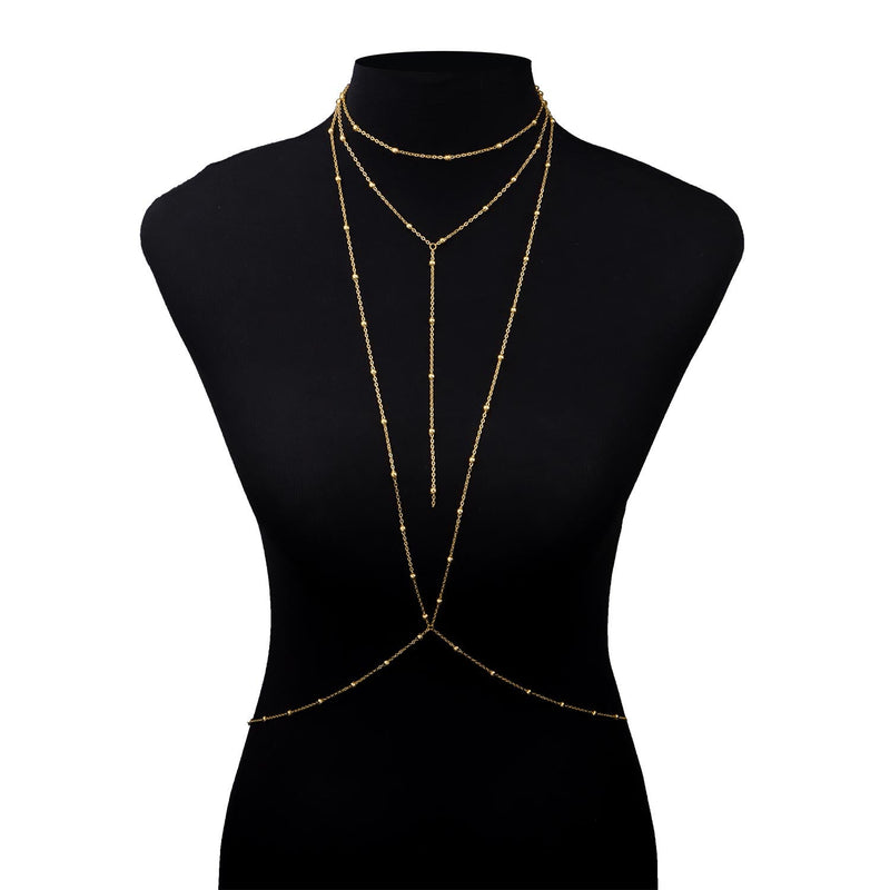 Double Cross Chain Popular Bead Chain Sexy Body Jewelry
