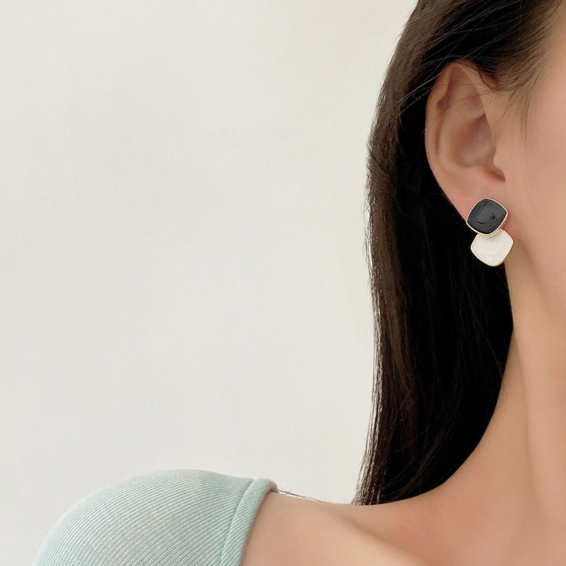 Sweet Square Enamel Earrings for Women