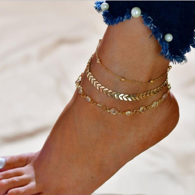 Crystal Anklet Set Simple Ankle for Women