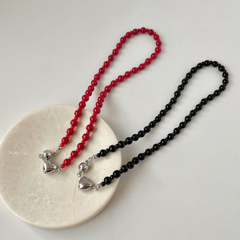 Magnetic Attraction Black Crystal Beads Fashion Chains Necklaces