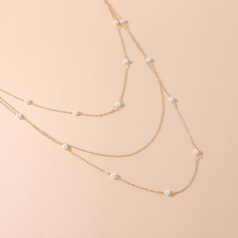 Multi Layer Pearl Necklace Choker Jewelry Long Chain Necklaces