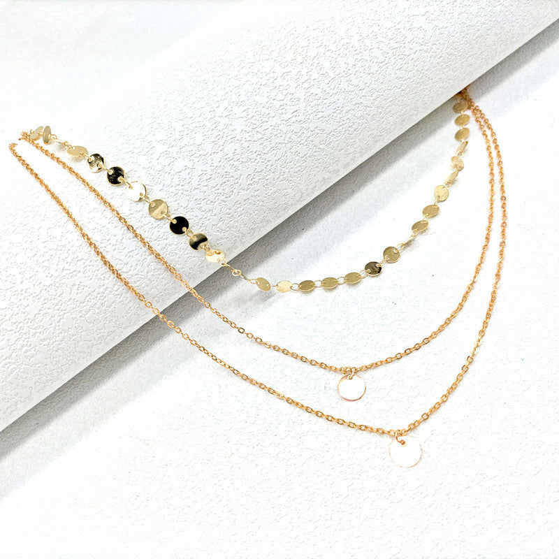 Coin Pendant Bamboo Chain Necklace