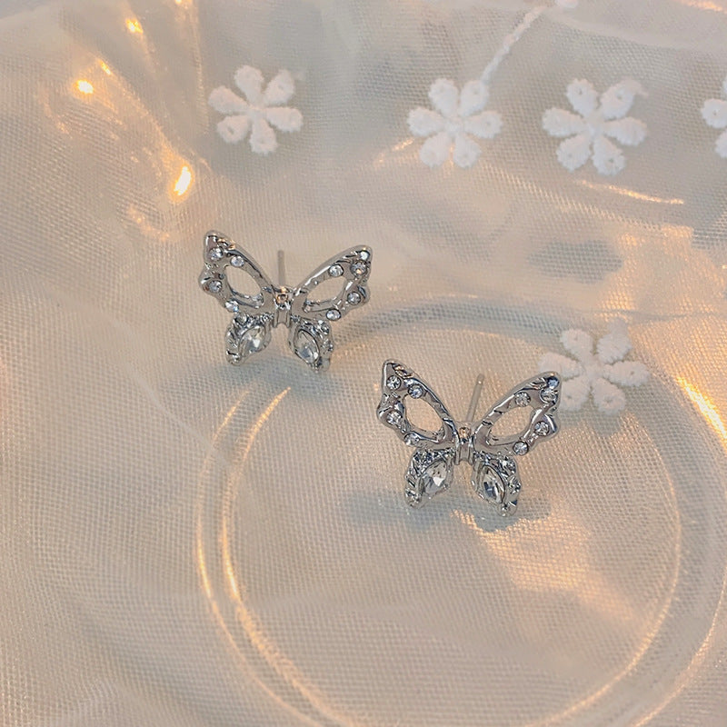 Crystal Stone Butterfly Stud Earring for Women