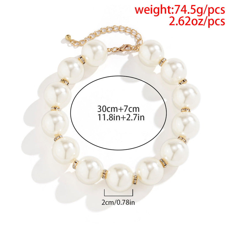 Handmade Big Chunky White Pearl Choker Necklace