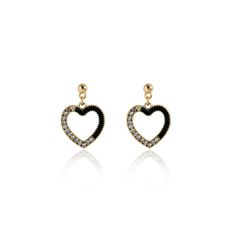 Shiny Rhinestone Heart Earrings