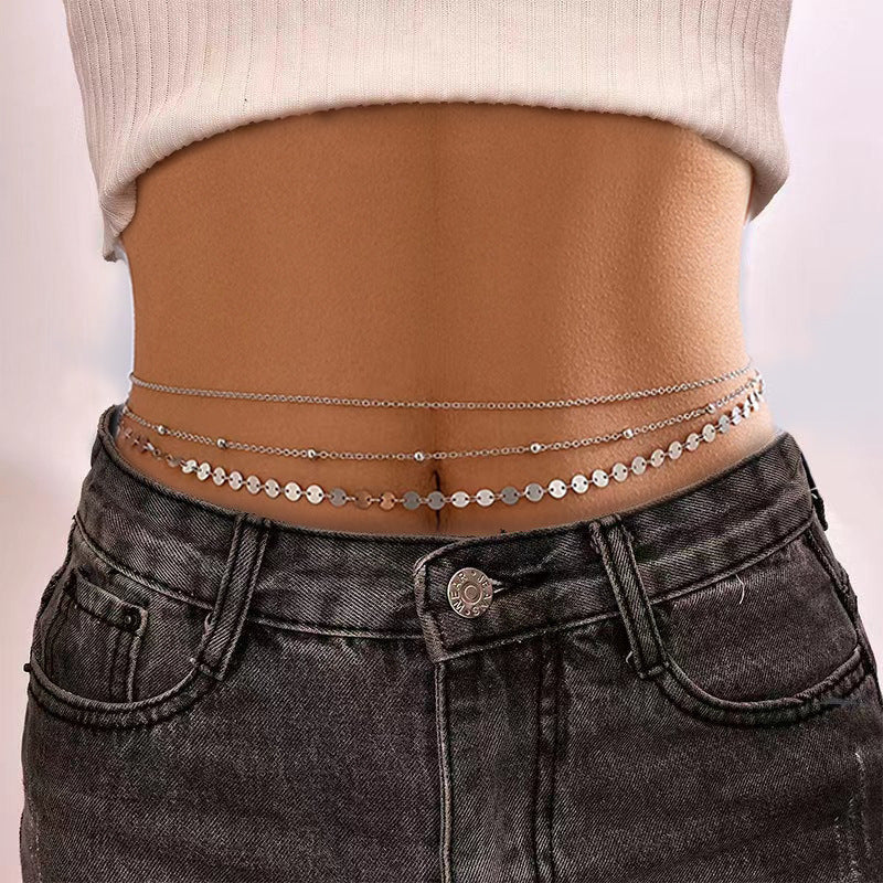 Sequins Waist Chain for Women Sexy Simplicity Layered Body Chains
