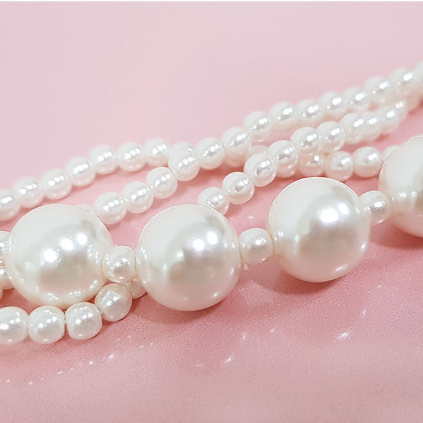 Multilayer Strand Chain Pearls Long Choker Necklace