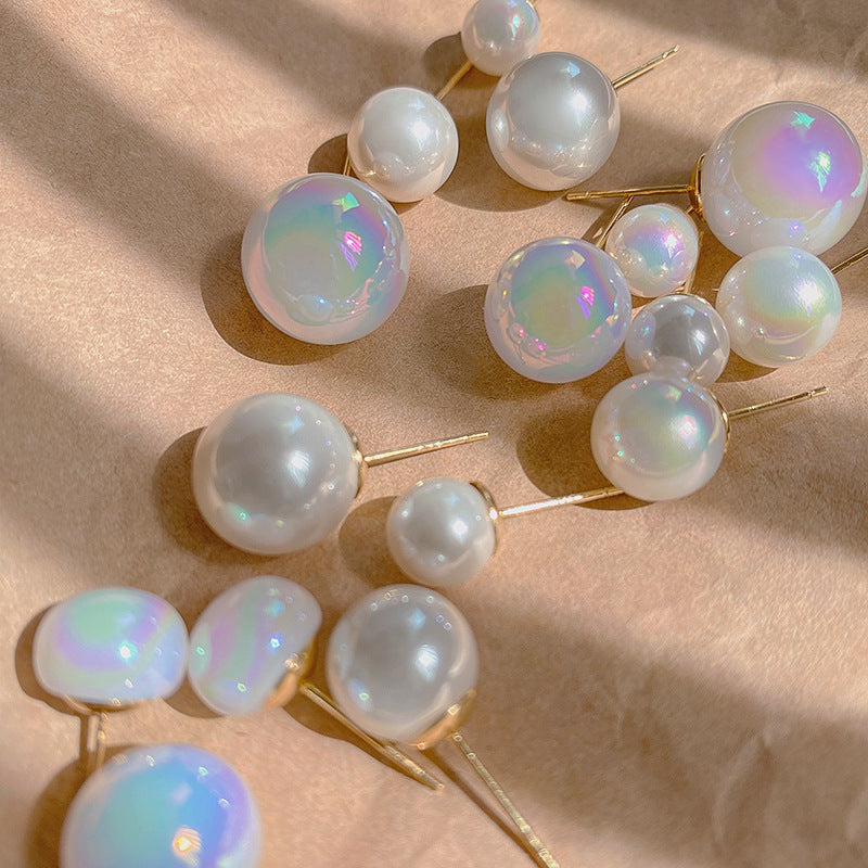 Colorful Mermaid Color Round Pearl Earrings