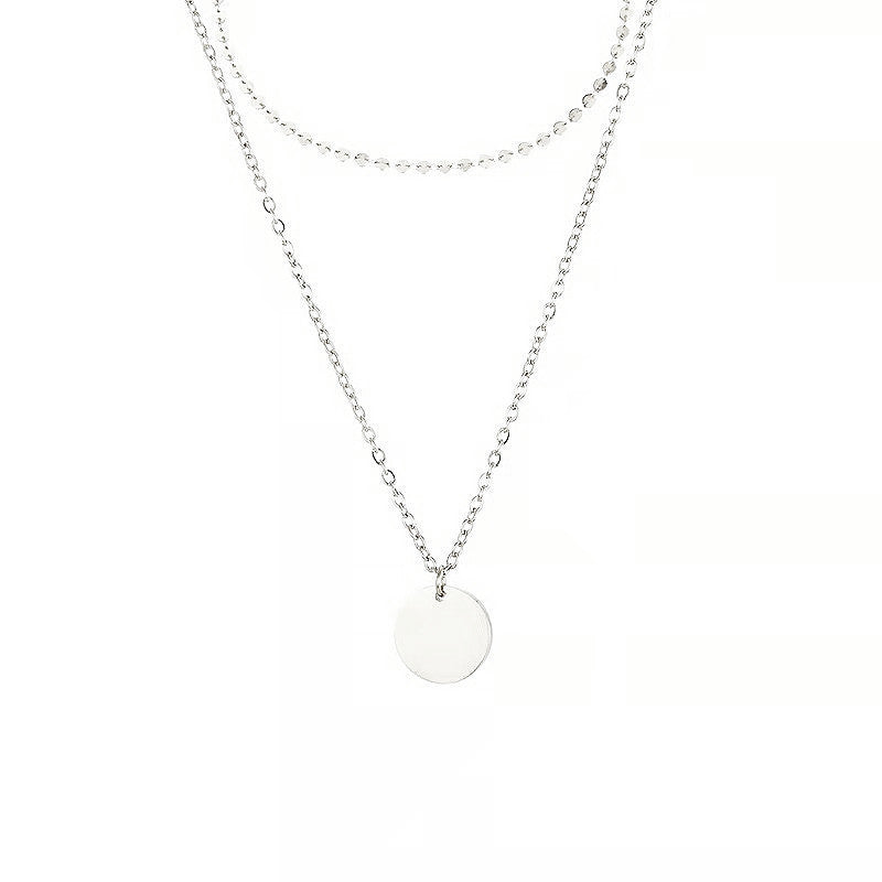 Coin Disc Necklace Chokers Double Layered Necklace