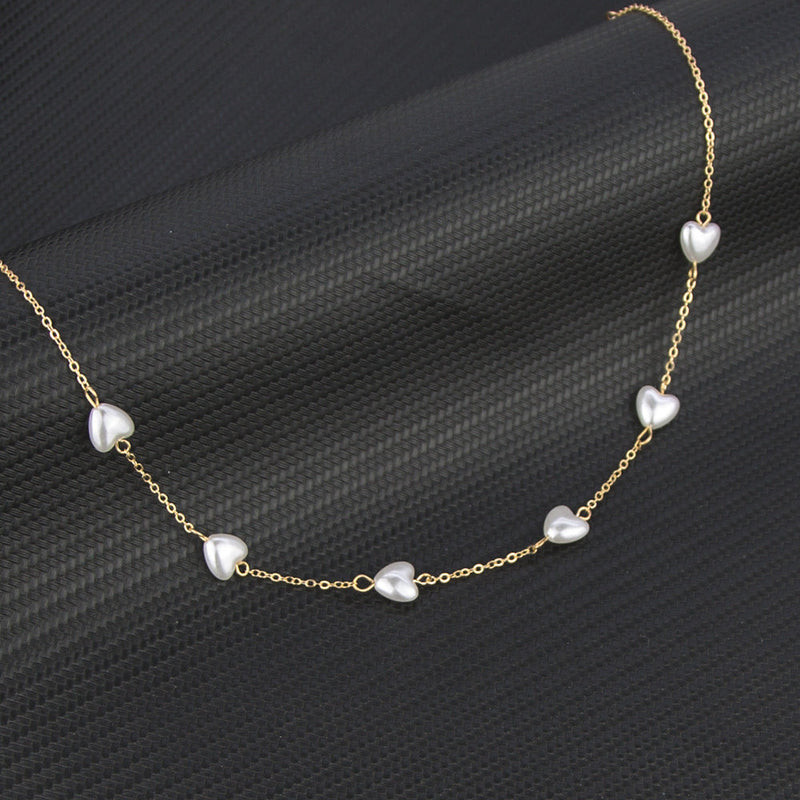 Gothic Baroque Pearl Heart Choker Necklace