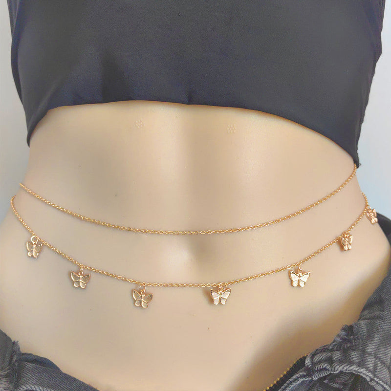 Mini Butterfly Pendant Waist Chain Elegant Waist Belly Chain