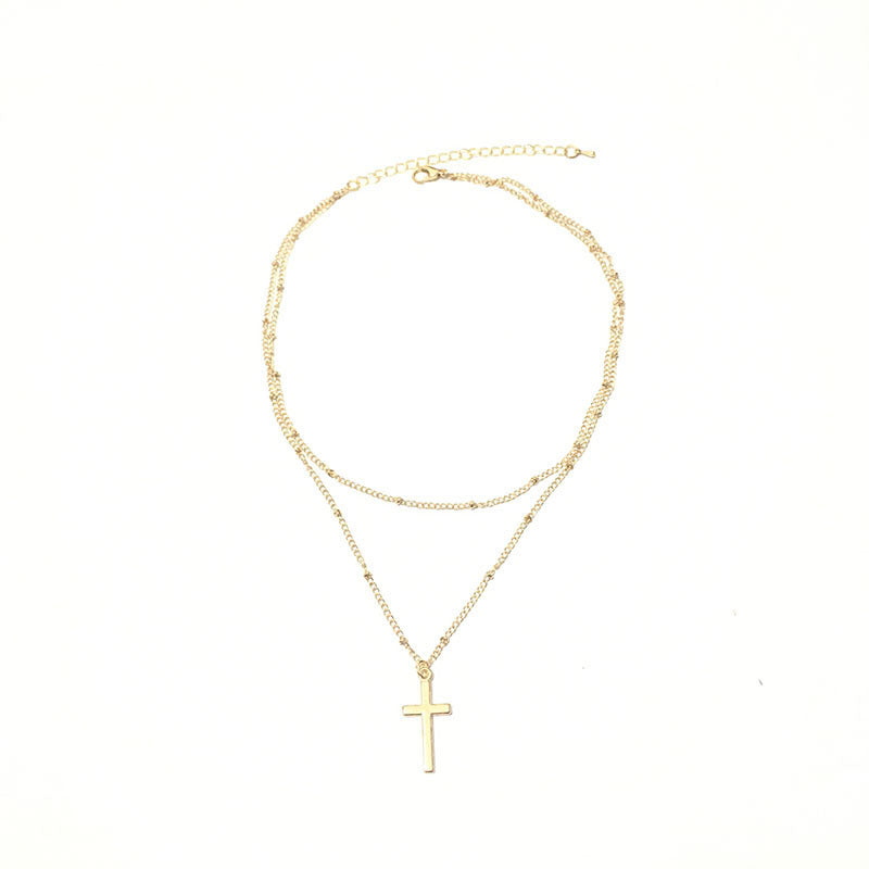 Multi Layered Cross Pendant Necklace for Women
