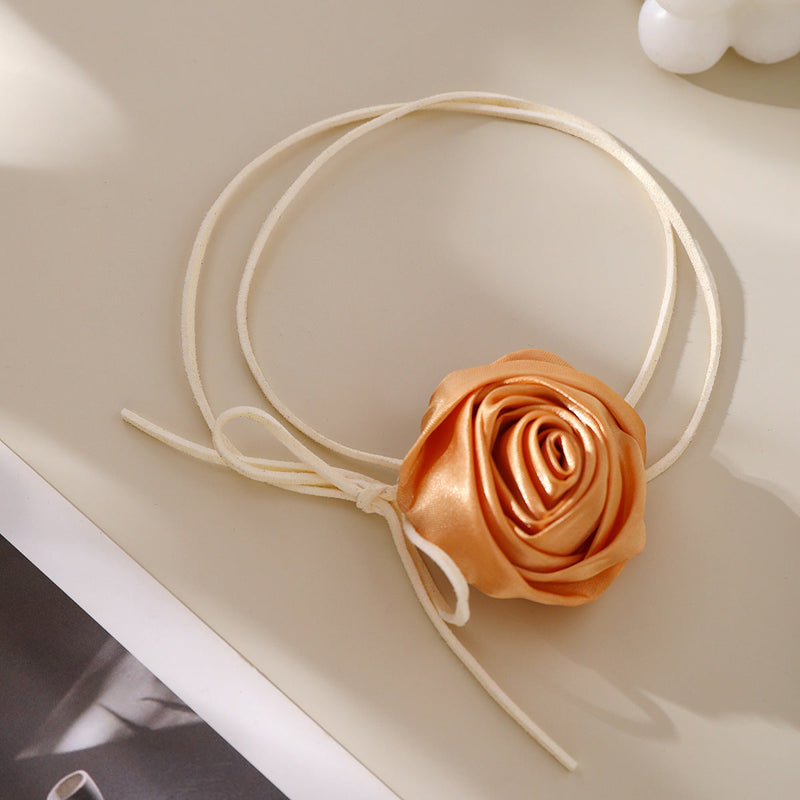 Rose Vintage Choker Necklace Elegant Fabric