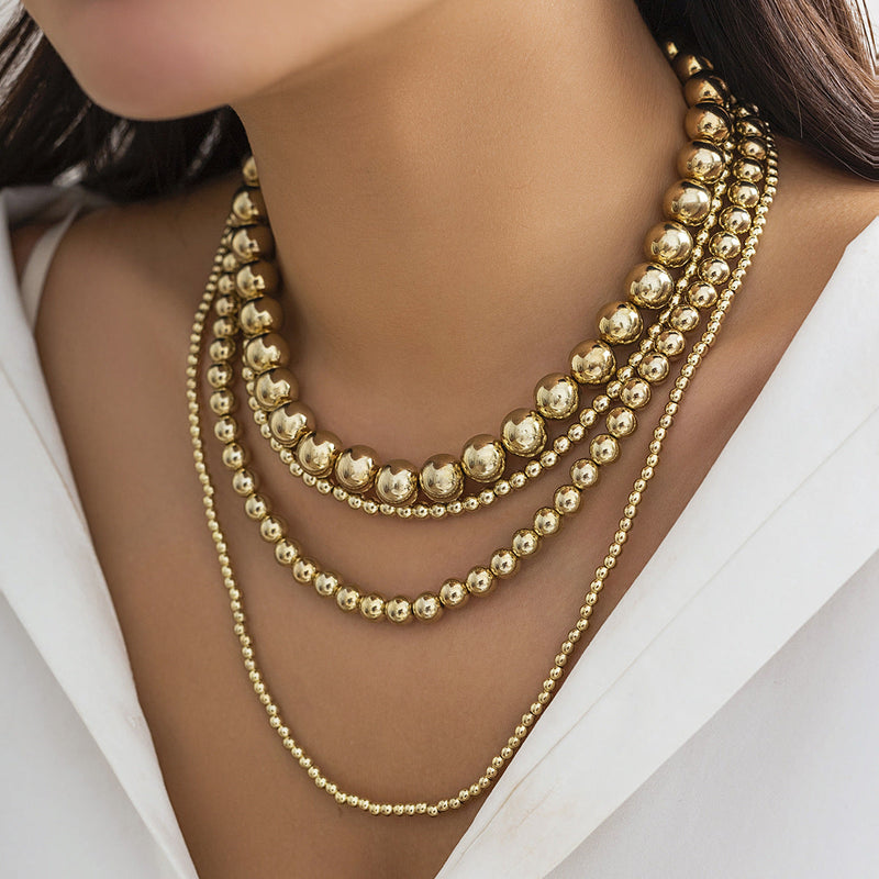 Multilayer Statement Chunky Beaded Necklace