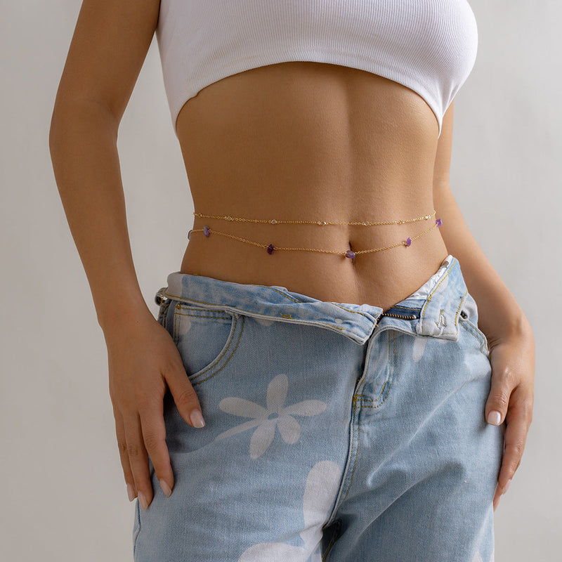 Sexy Simple Beach Style Color Stone Bead Waist Chain