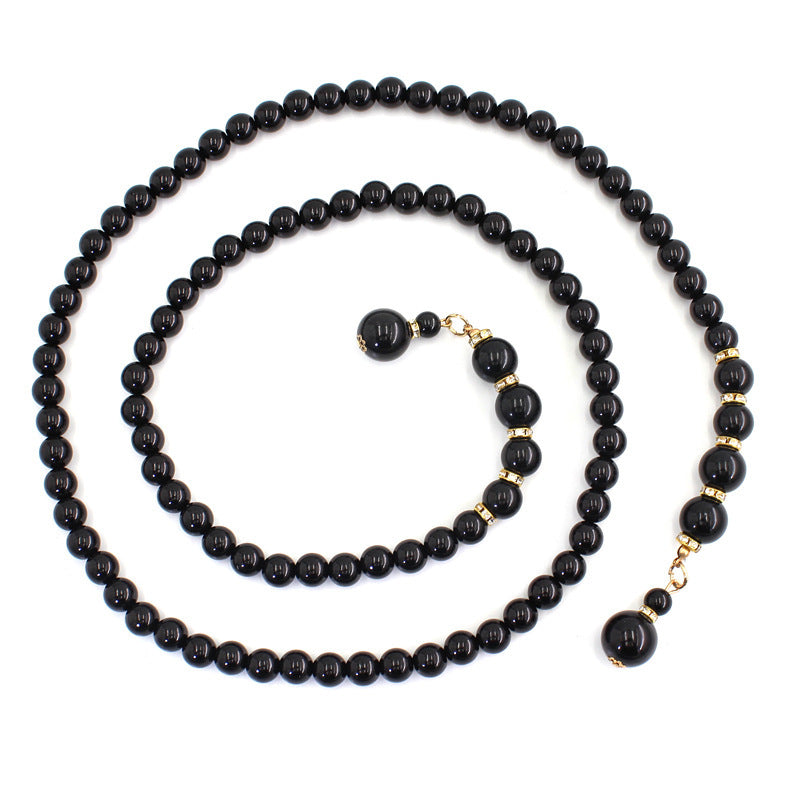 White Black Pearl Waist Chain for Women