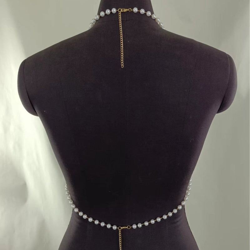 Sexy Beach Bikini Lingeries Bra Pearl body Chain