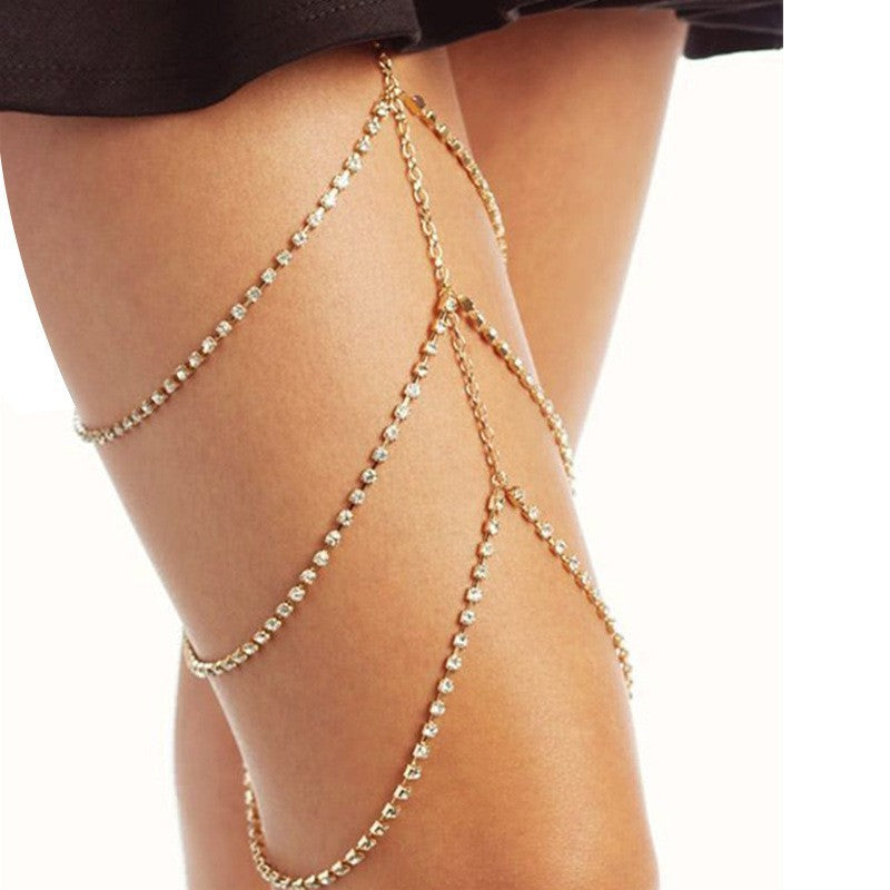 Beach Sexy Multilayer Crystal Leg Chain