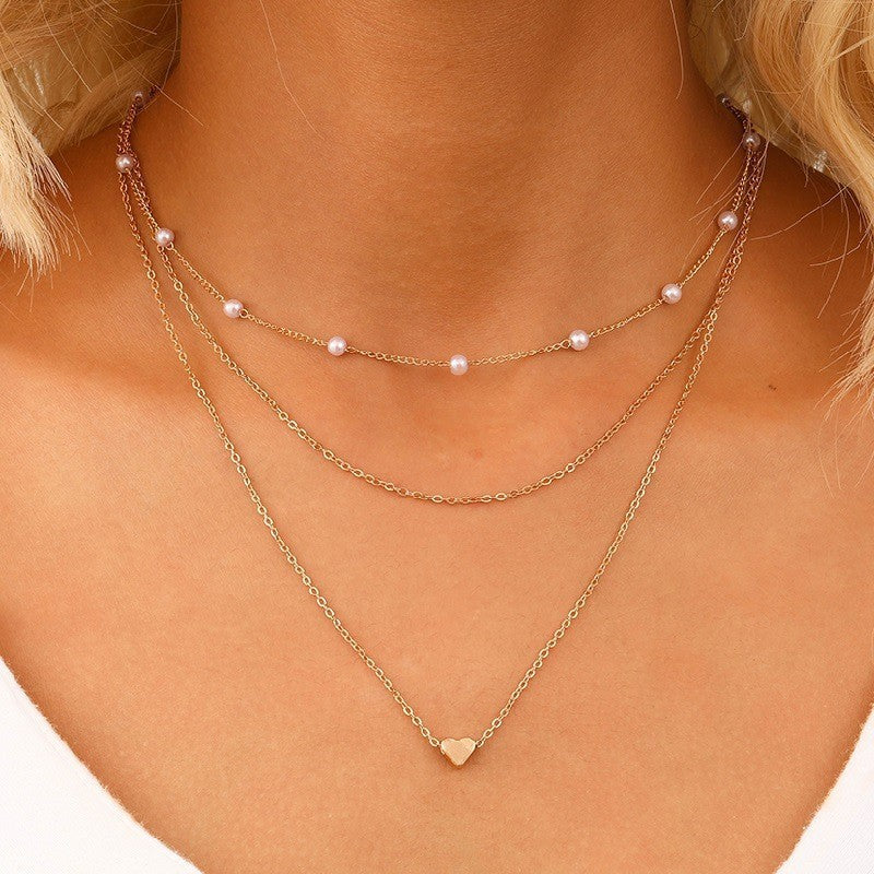 Pearl Pendant Multi-layer Necklace Stylish Women