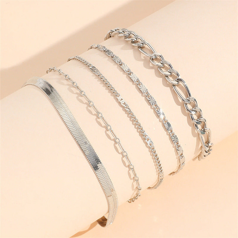 Multi-Layer Beach Chain Snake Bone Round Chain Anklets Jewelry