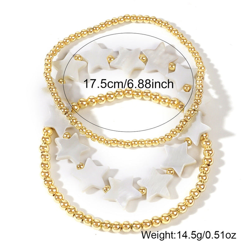 Shell Pentagram Elegant Bead Elastic Bracelet