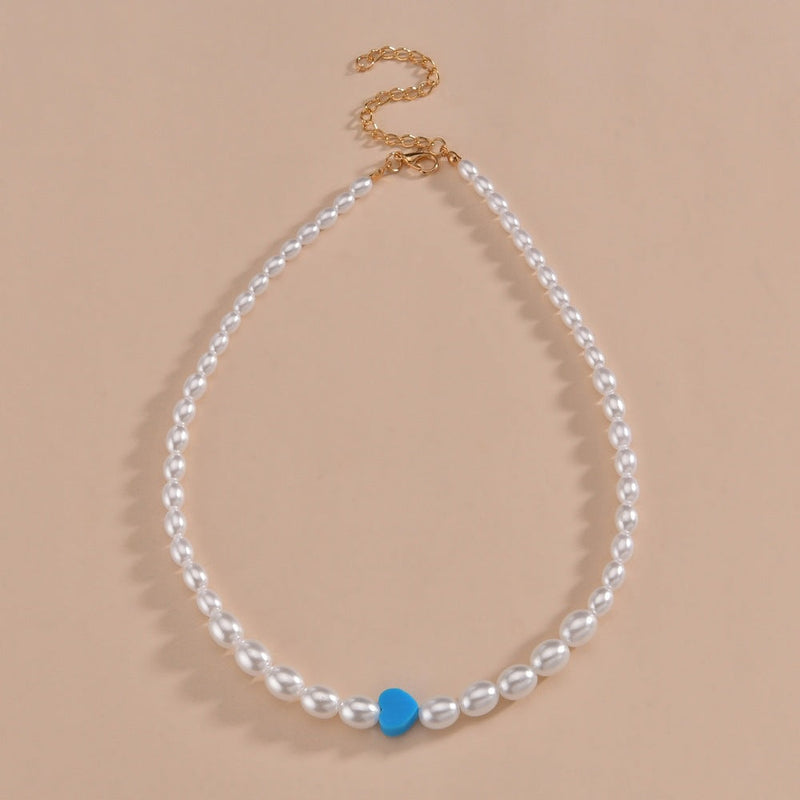 Vintage Pearl Choker Beaded Necklaces Love Design