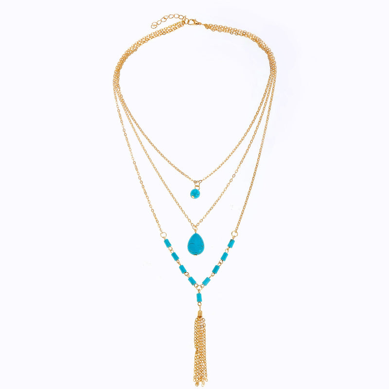 Tassel Necklace Turquoise Stone Necklace