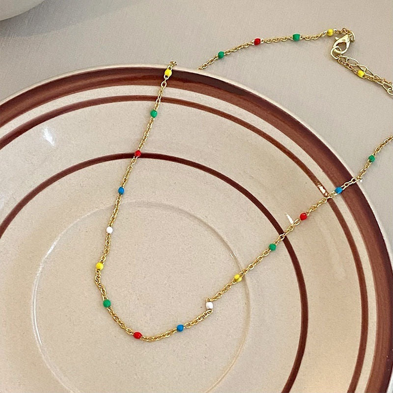 Colorful Stone Clavicle Chain Women Jewelry