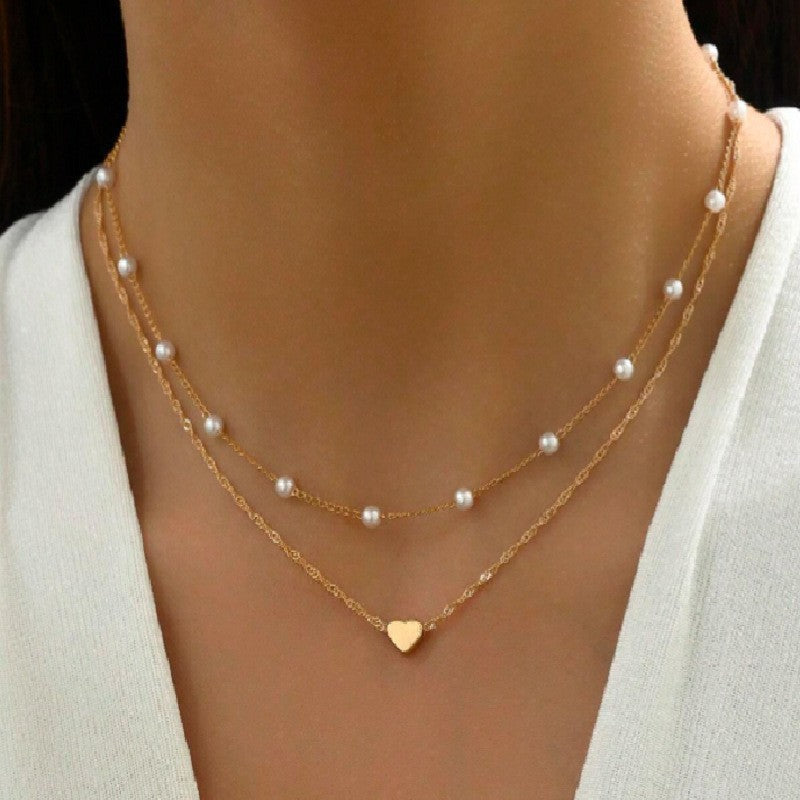 Pearl Pendant Multi-layer Necklace Stylish Women