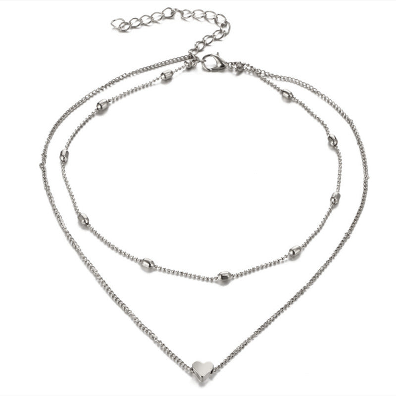 Layered Heart Pendant Necklace Jewelry for Women