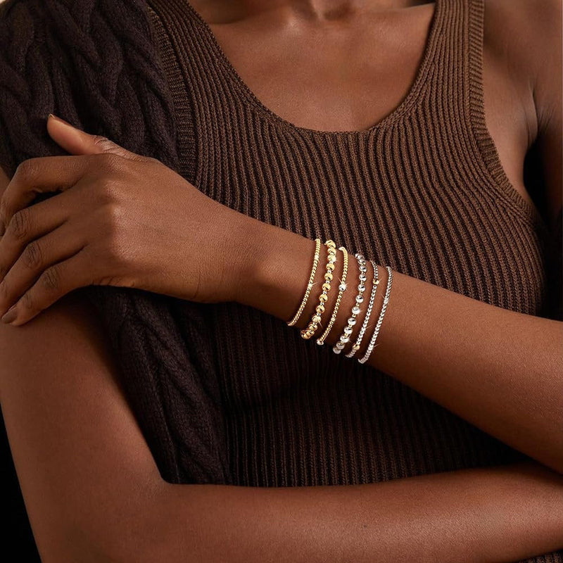 Metallic Bead Ethnic Style Handmade Beaded Bracelet Set