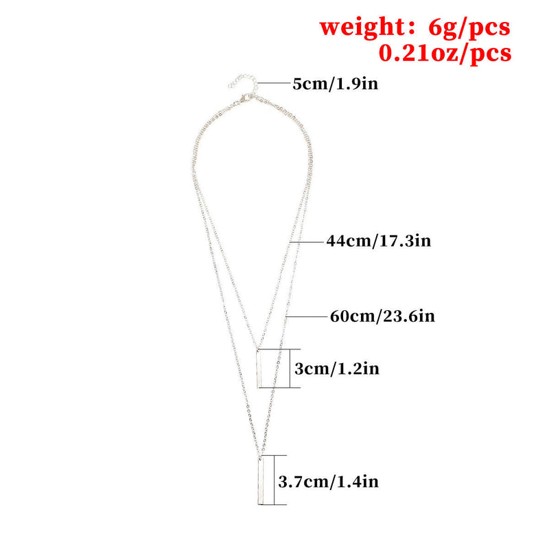 Layered Rectangular Pendant Necklace