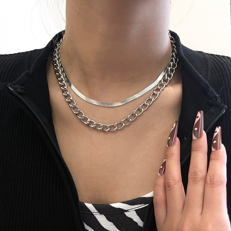 Snake Bone Layer Chain Necklace Women