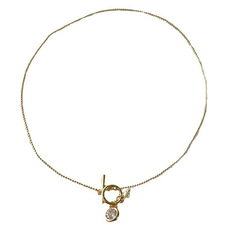 Pearl Pendant Crystal Charm Chain Necklace