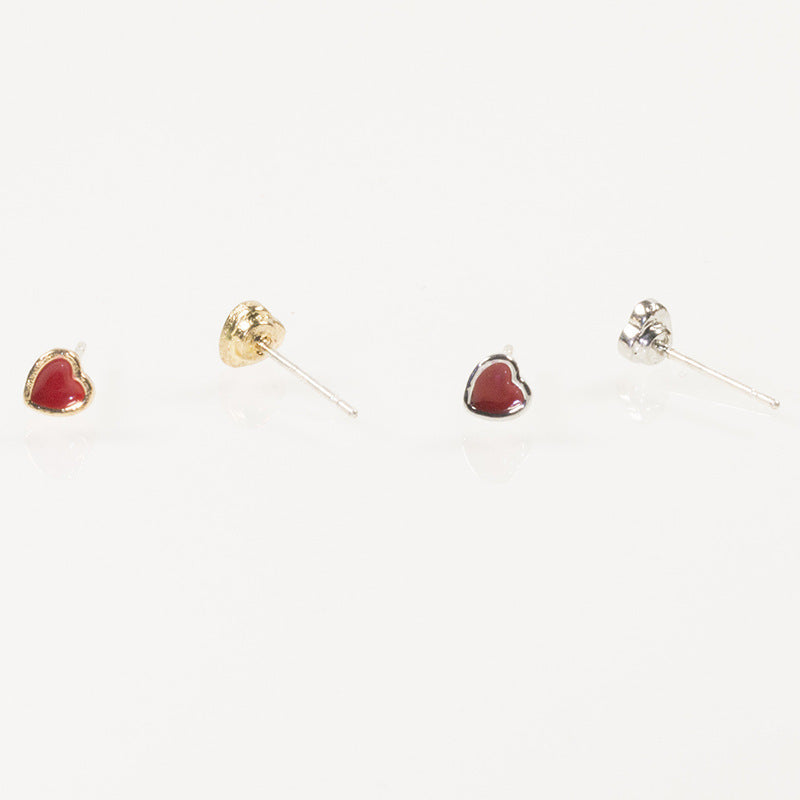 Enamel Heart Stud Earring