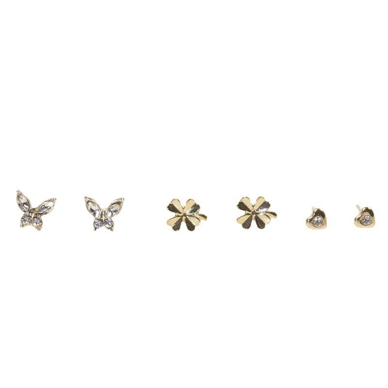 Butterfly stud earrings set
