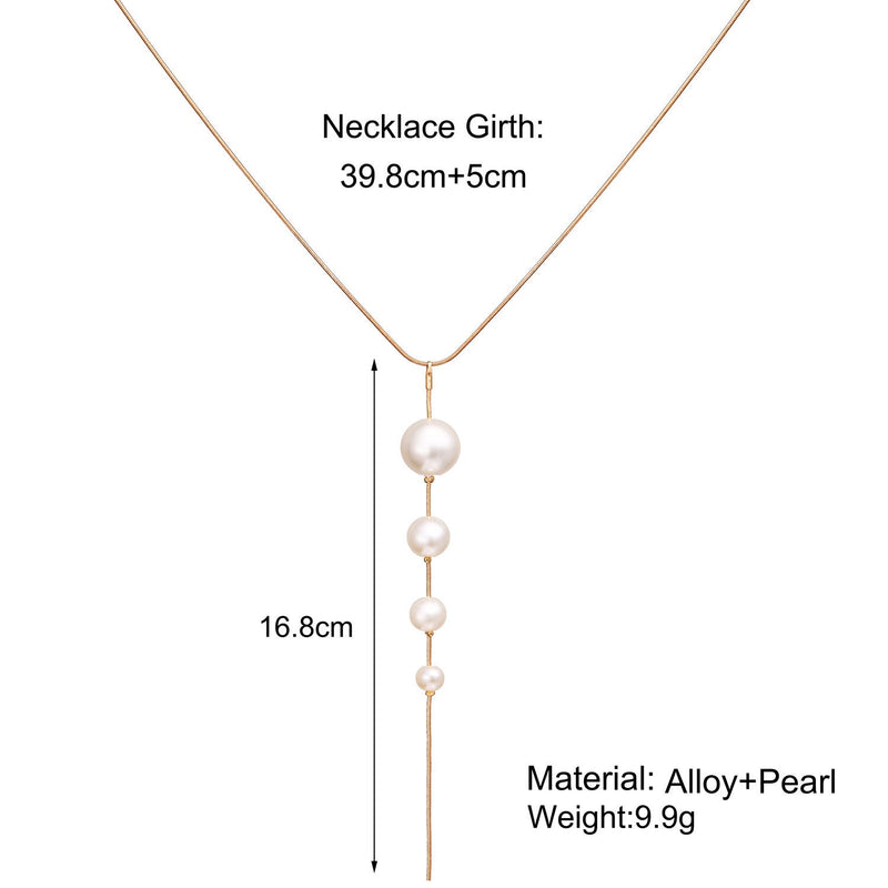 Pearl Tassel Pendant Gold Color Chain Necklace for Women