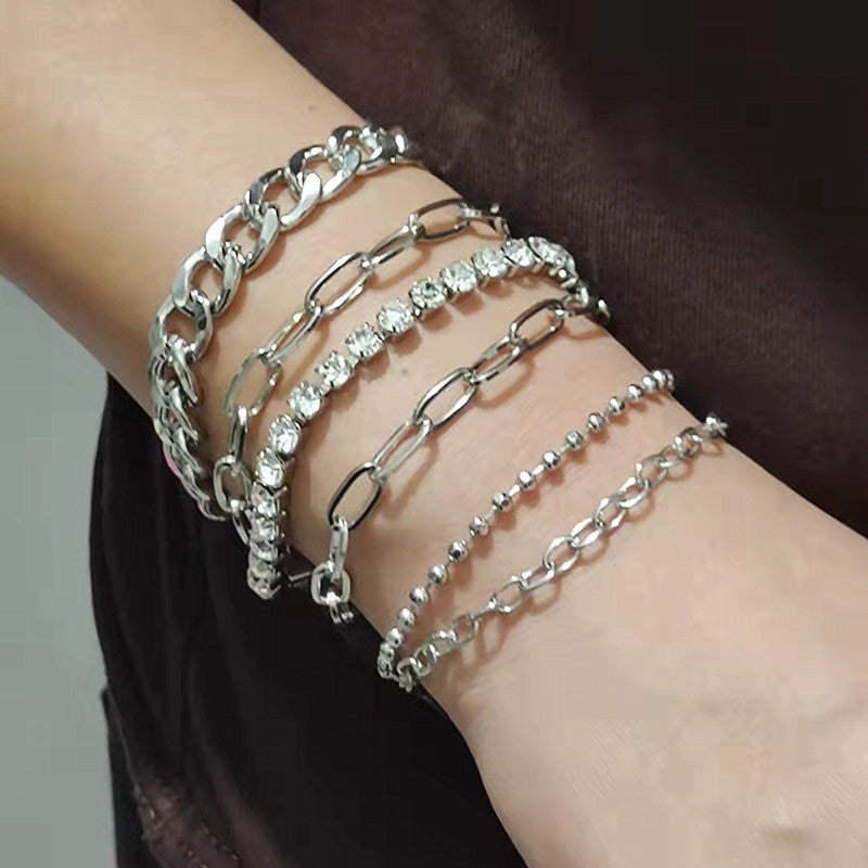 Multi-Layer Strips Rhinestone Chain Bracelet Sets