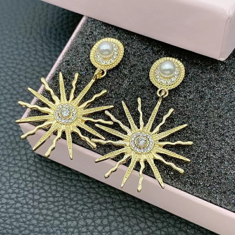 Pearl Sunflower Earrings