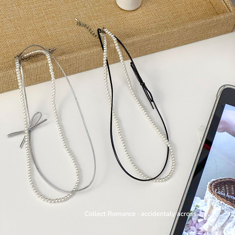 Fashion Beaded BowKnot Necklace Lovely Pearl Chokers Necklace