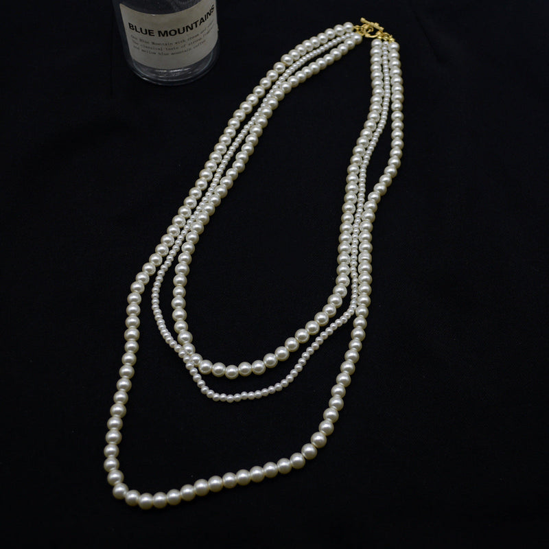 Classic Hematite Beaded Necklace Baroque Pearl Dainty Necklace