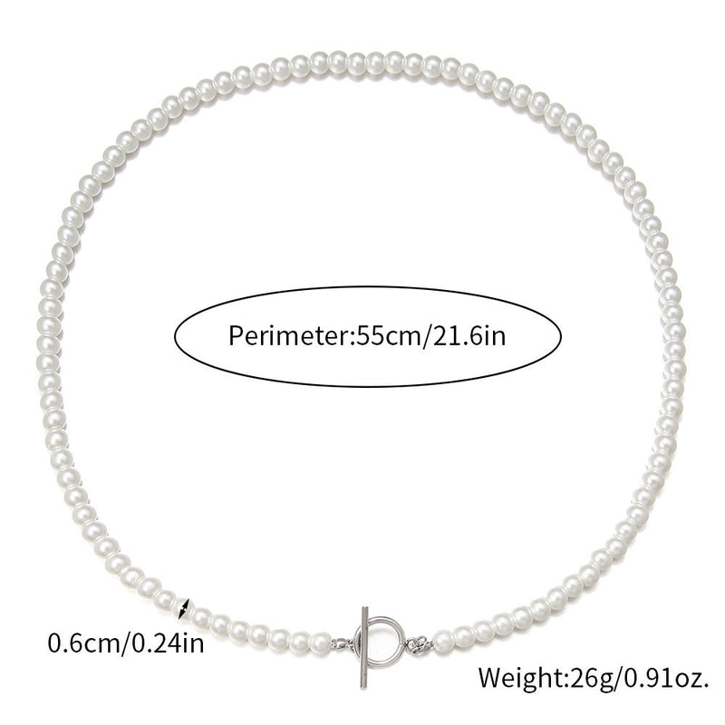 Faux Pearl Beaded Choker Necklace