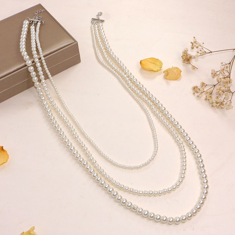 Elegant Multi-Layer Pearl Beaded Necklace