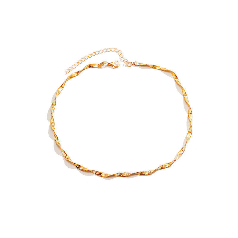 Twisted Flat Snake Bone Chain Necklace Bracelet