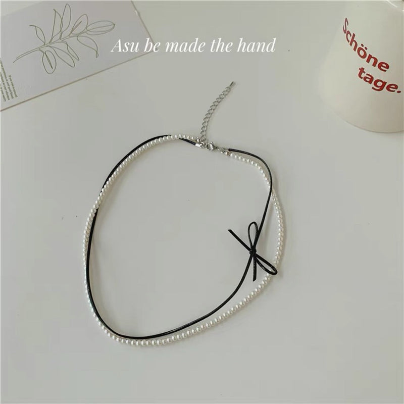 BowKnot Necklace Lovely Pearl Chokers Necklace