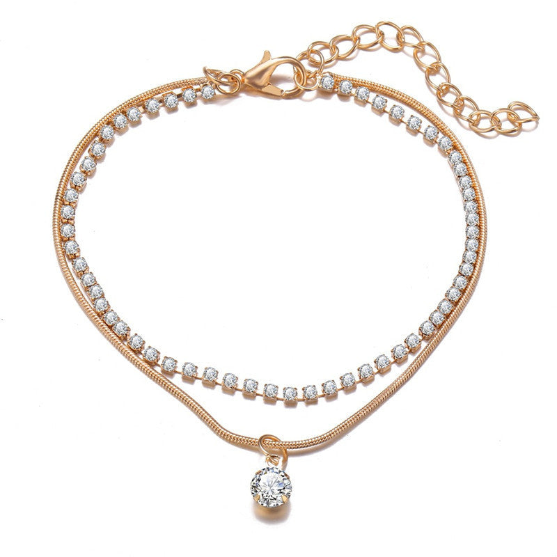 Bling Crystal Tennis Link Chain Anklets Jewelry