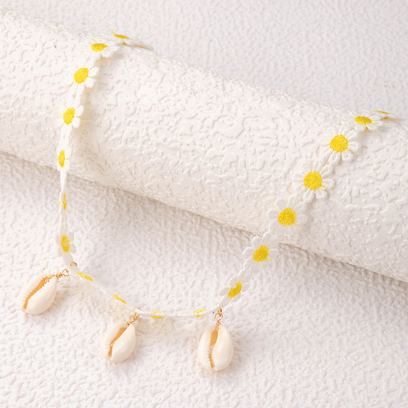 Sea White Puka Shell Choker Charm Necklace